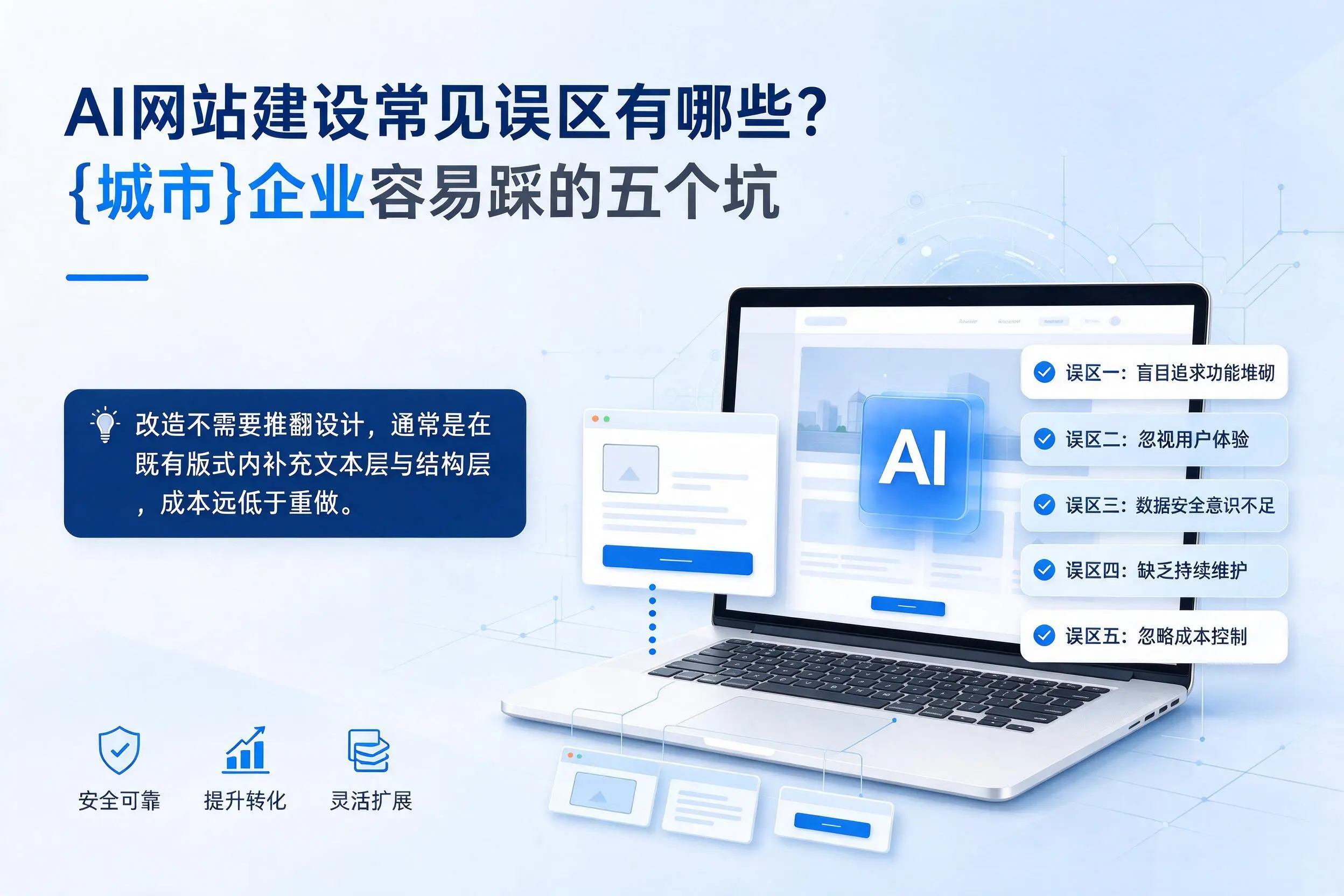 AI网站建设常见误区有哪些？重庆郊县企业容易踩的五个坑