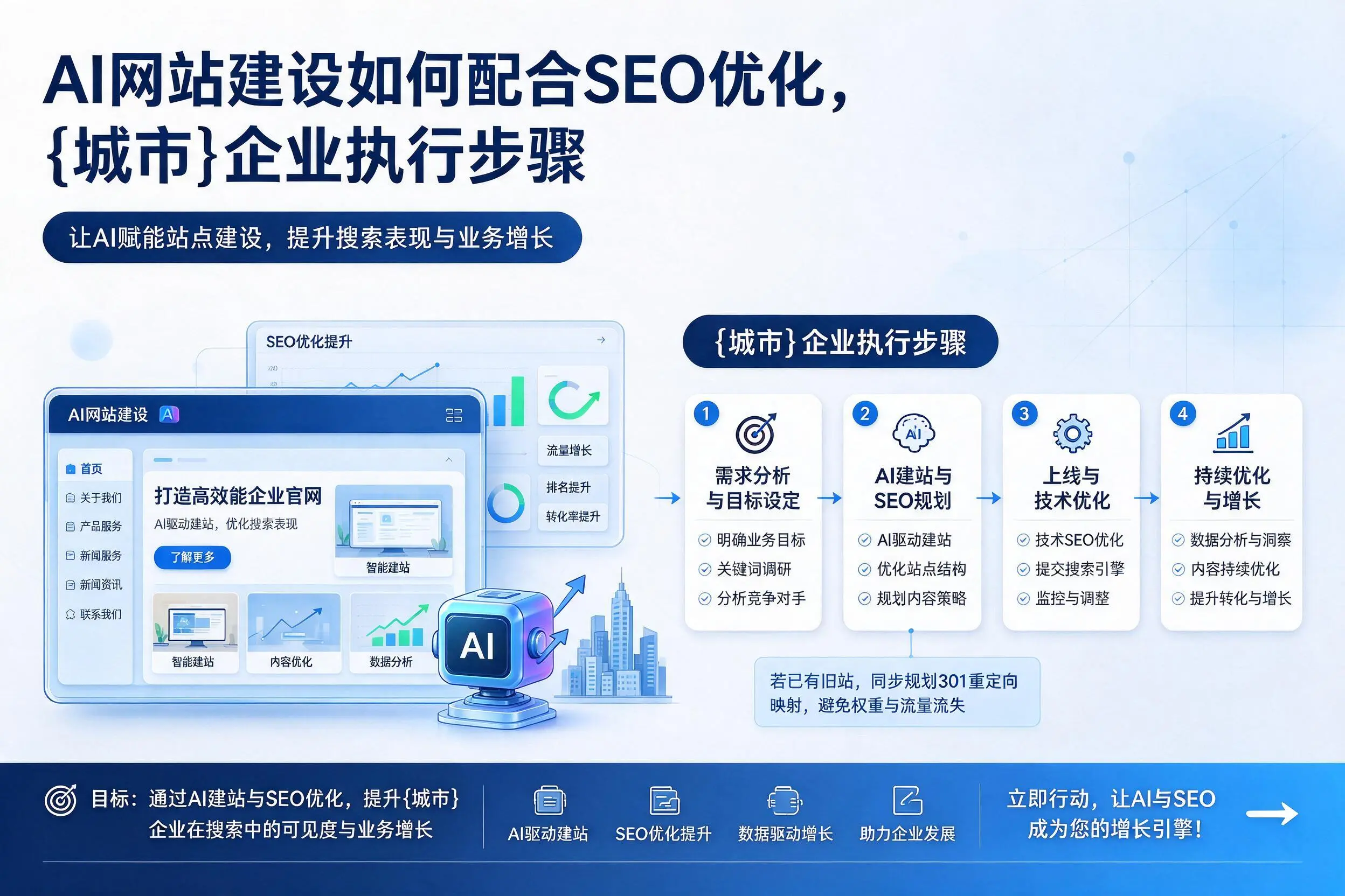 AI网站建设如何配合SEO优化，重庆郊县企业执行步骤